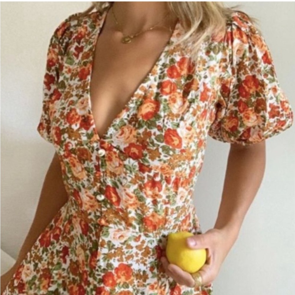 Faithfull the Brand Delia Floral Puff Sleeve Top and Skirt Set